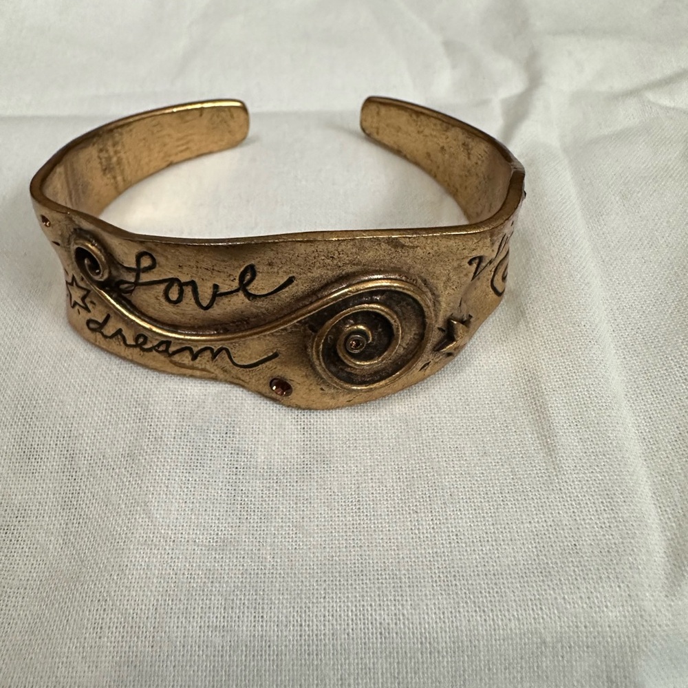 Chico’s Inspirational Copper Tone Cuff Bracelet with Engraved Design